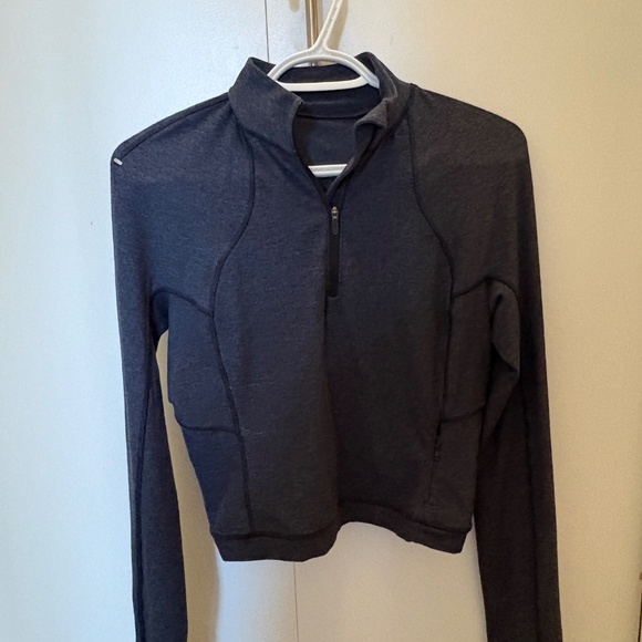 Lululemon Rulu Cropped Half-Zip (M) (Heathered True Navy / Black) (2022) - Picture 7 of 8